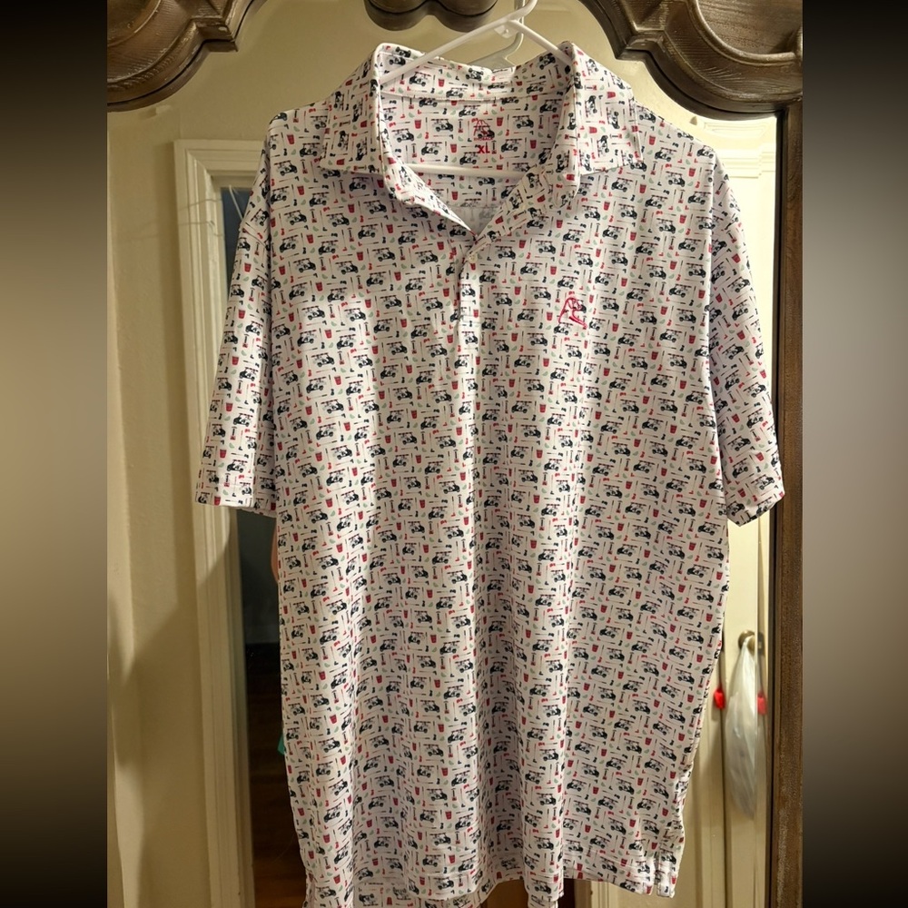 Rhoback Bev Cart Polo Shirt

Bev Cart Performance Polo.  This print is so cute!